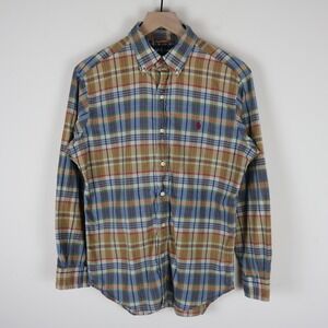 Vintage 80s Ralph Lauren Plaid Button‎ Down Classic Fit Shirt Small 21x27.5